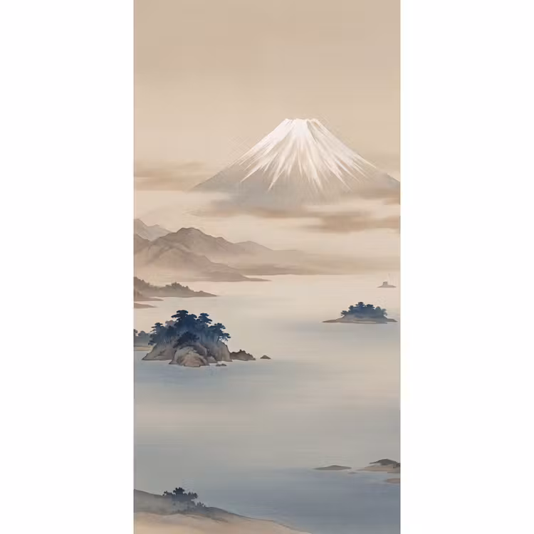 Behang - Japans - Landschap - Beige — 2