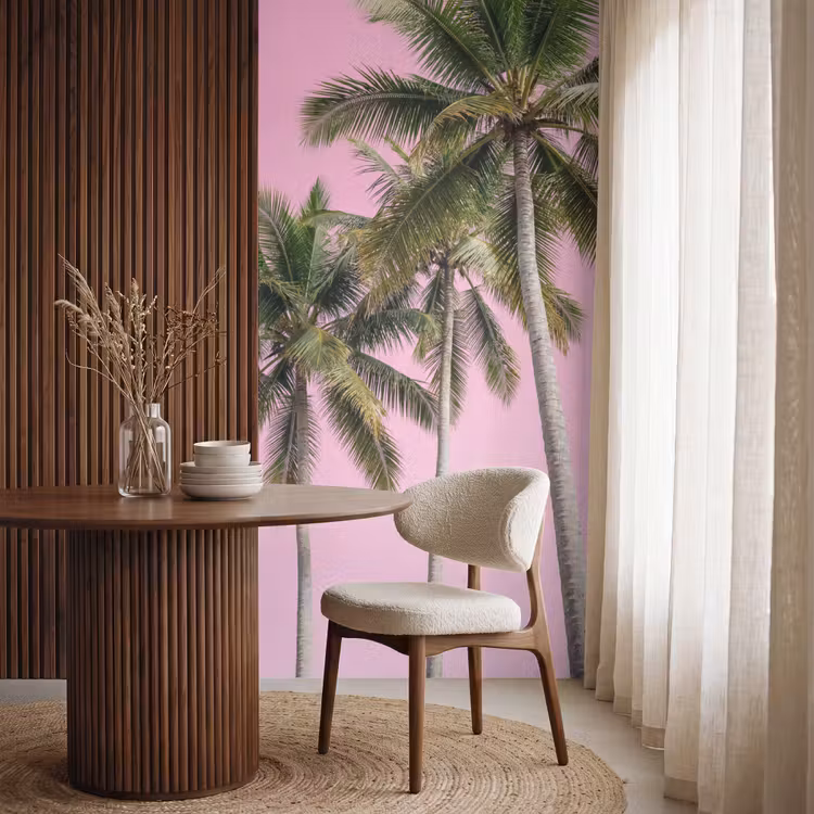 Behang - Palmboom - Tropisch - Pink — 4
