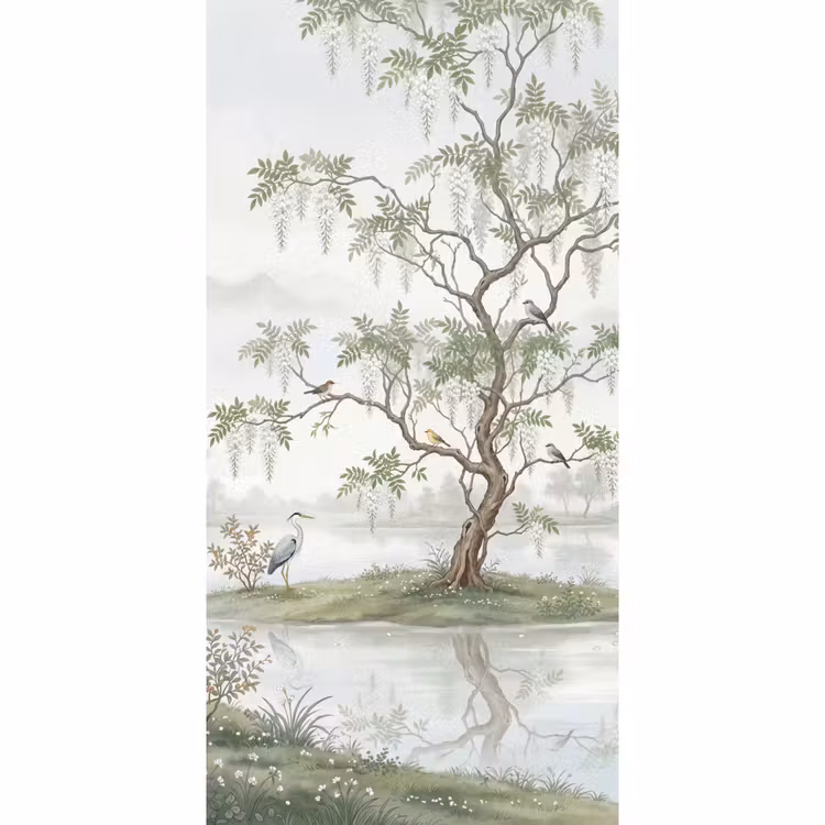 Behang - Reiger - Landschap - Groen β 2