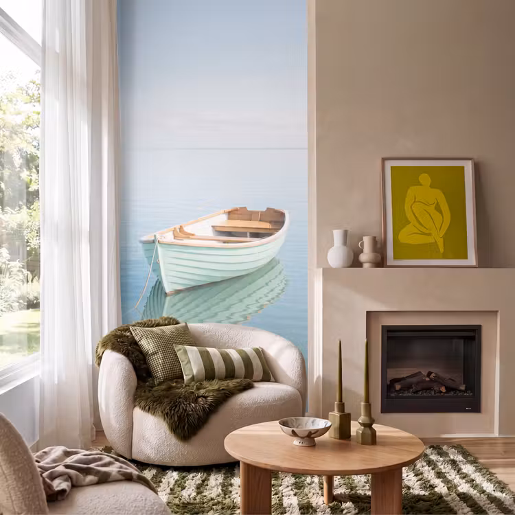 Behang - Minimalistisch - Boot - Zee — 1