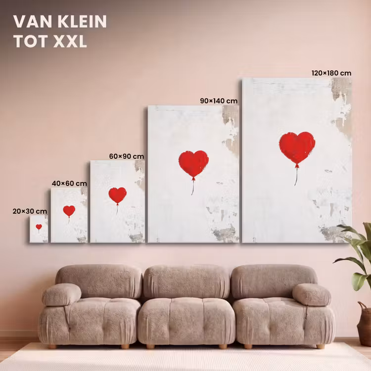 Canvas schilderij - Ballon - Rood - Hart — 8