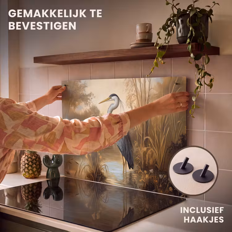 Inductie beschermer en spatscherm (2in1) - Reiger - Water - Planten — 7
