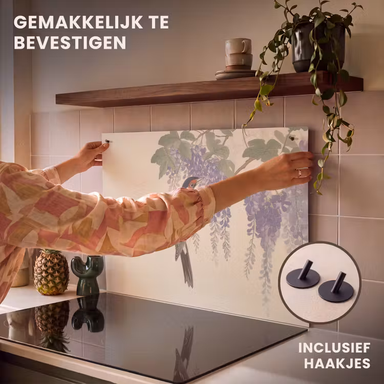 Inductie beschermer en spatscherm (2in1) - Specht - Bloemen - Paars — 7