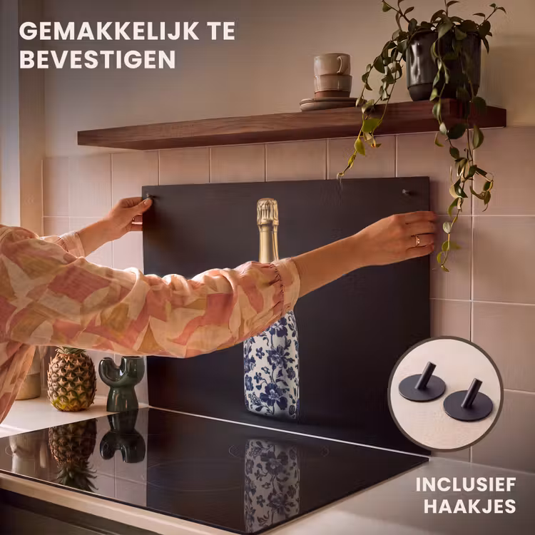 Inductie beschermer en spatscherm (2in1) - Champagne - Bloemen - Goud - Chique — 7