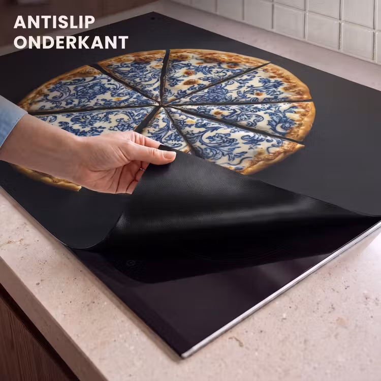 Inductie beschermer en spatscherm (2in1) - Pizza - Eten - Delftsblauw — 4