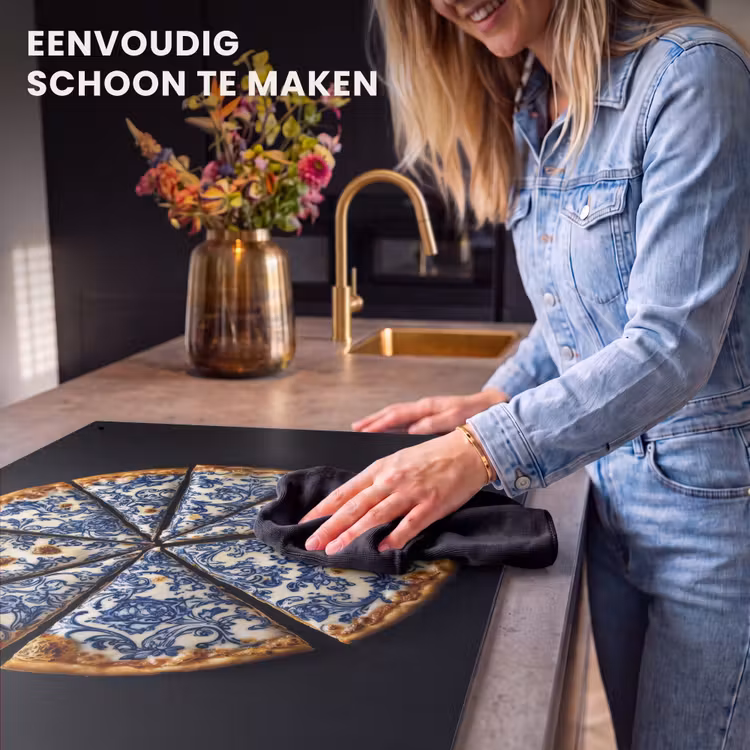 Inductie beschermer en spatscherm (2in1) - Pizza - Eten - Delftsblauw — 5