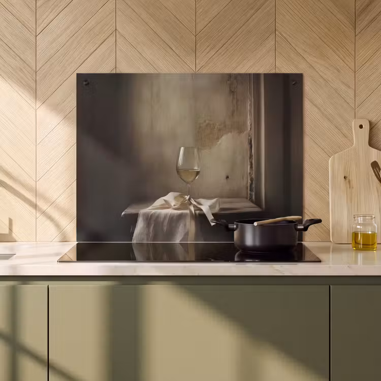 Inductie beschermer en spatscherm (2in1) - Strik - Beige - Witte - Wijn — 2