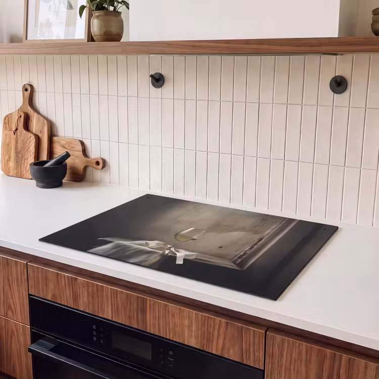Inductie beschermer en spatscherm (2in1) - Strik - Beige - Witte - Wijn — 3