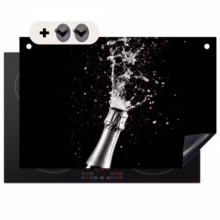 Inductie beschermer en spatscherm (2in1) - Champagne - Zwart - Spetters - Popping — 1