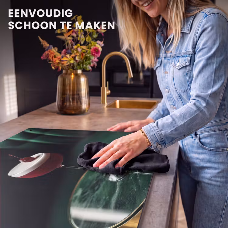 Inductie beschermer en spatscherm (2in1) - Kers - Cocktail - Rood - Marmer — 5
