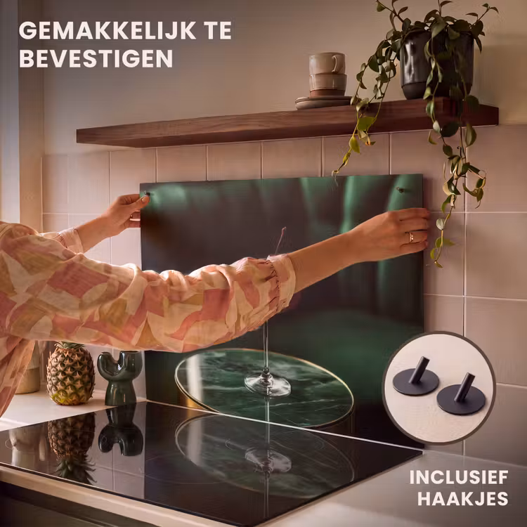 Inductie beschermer en spatscherm (2in1) - Kers - Cocktail - Rood - Marmer — 7