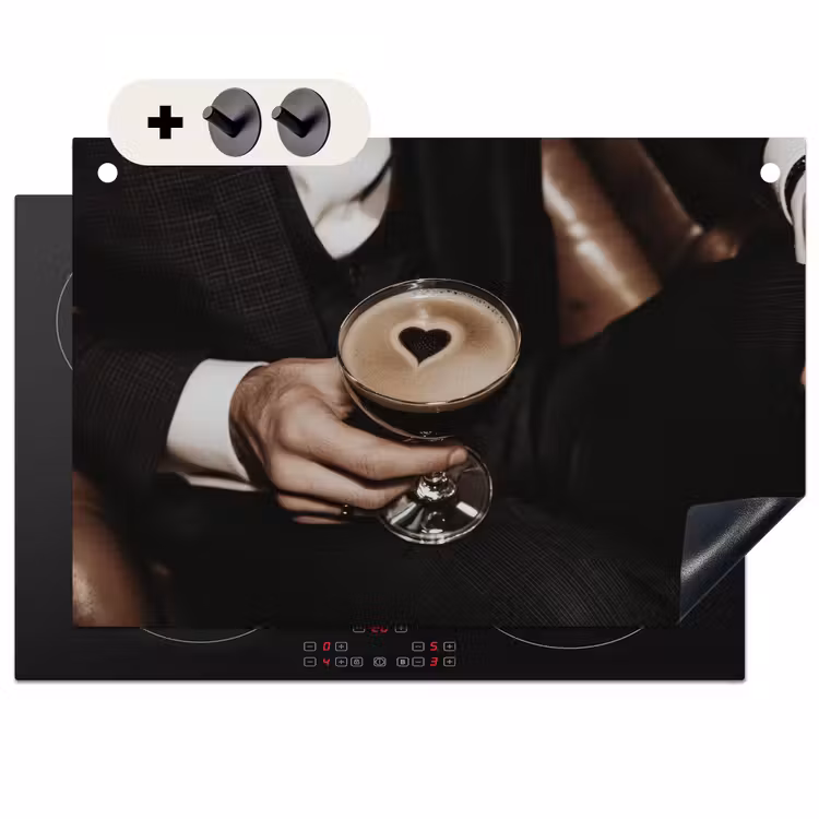 Inductie beschermer en spatscherm (2in1) - Hartje - Cocktail - Espresso Martini - Hand — 1