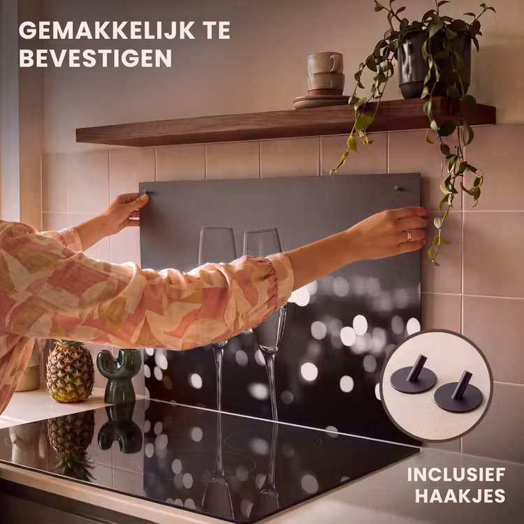 Inductie beschermer en spatscherm (2in1) - Bubbels - Proosten - Champagneglazen - Stadslichten — 7