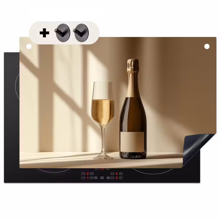 Inductie beschermer en spatscherm (2in1) - Champagne - Beige - Schaduw - Bubbels — 1