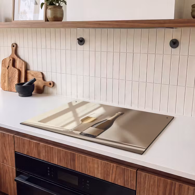 Inductie beschermer en spatscherm (2in1) - Champagne - Beige - Schaduw - Bubbels — 3