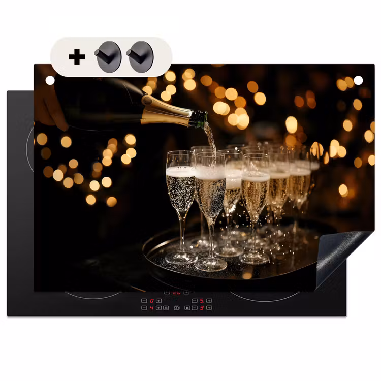 Inductie beschermer en spatscherm (2in1) - Lichtjes - Champagne - Glazen — 1