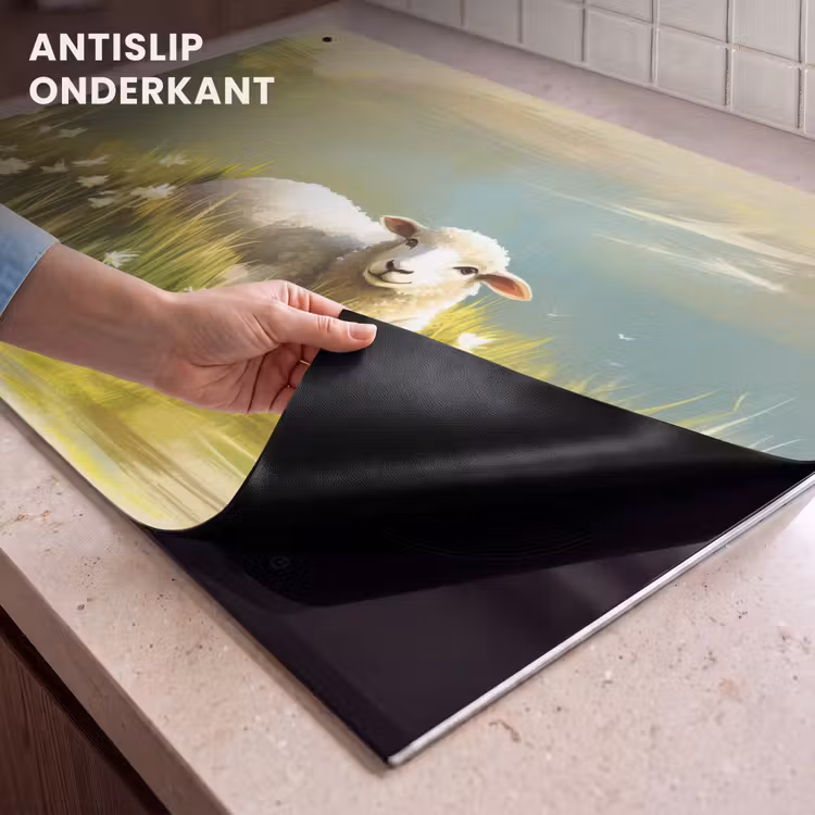 Inductie beschermer en spatscherm (2in1) - Schaap - Weide - Groen — 4