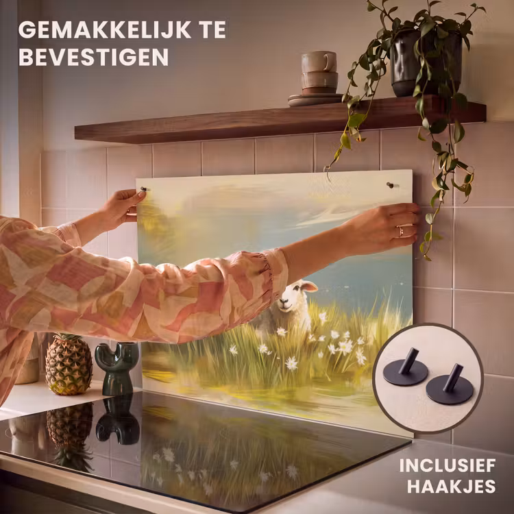 Inductie beschermer en spatscherm (2in1) - Schaap - Weide - Groen — 7