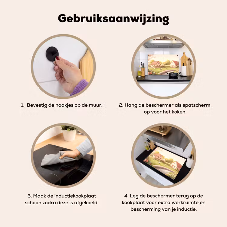 Inductie beschermer en spatscherm (2in1) - Schapen - Huisje - Platteland — 6