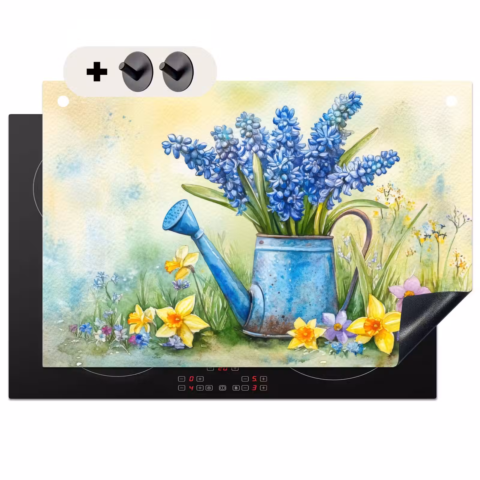 Inductie beschermer en spatscherm (2in1) - Gieter - Lavendel - Bloesems — 1