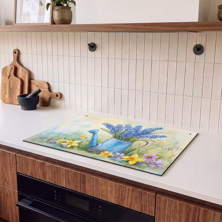 Inductie beschermer en spatscherm (2in1) - Gieter - Lavendel - Bloesems — 3