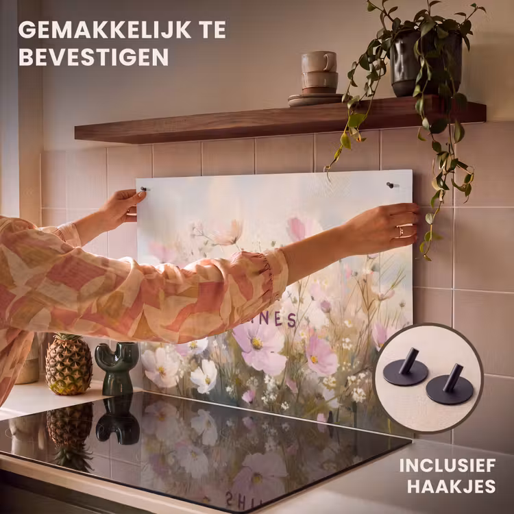 Inductie beschermer en spatscherm (2in1) - Quote - Bloemen - Schilderachtig — 7