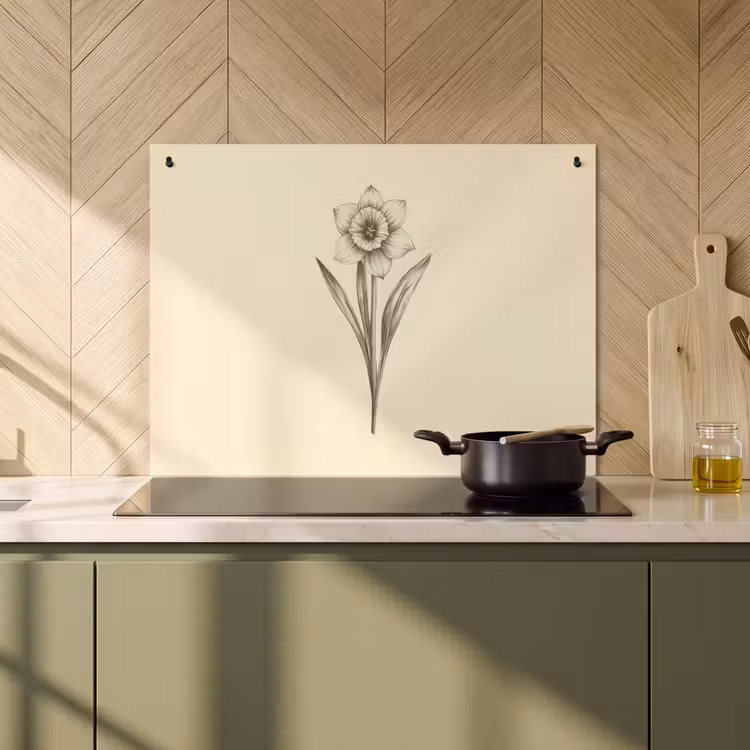 Inductie beschermer en spatscherm (2in1) - Zwart - Narcis - Illustratie — 2