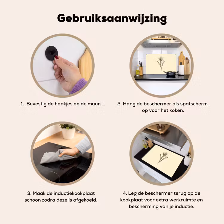 Inductie beschermer en spatscherm (2in1) - Zwart - Narcis - Illustratie — 6