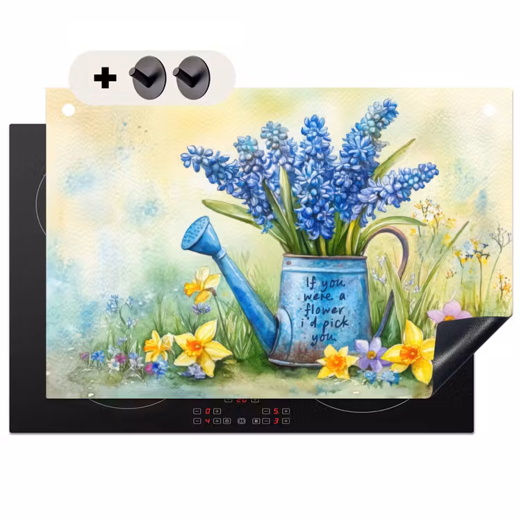 Inductie beschermer en spatscherm (2in1) - Lavendelbloemen - Quote - Gieter — 1