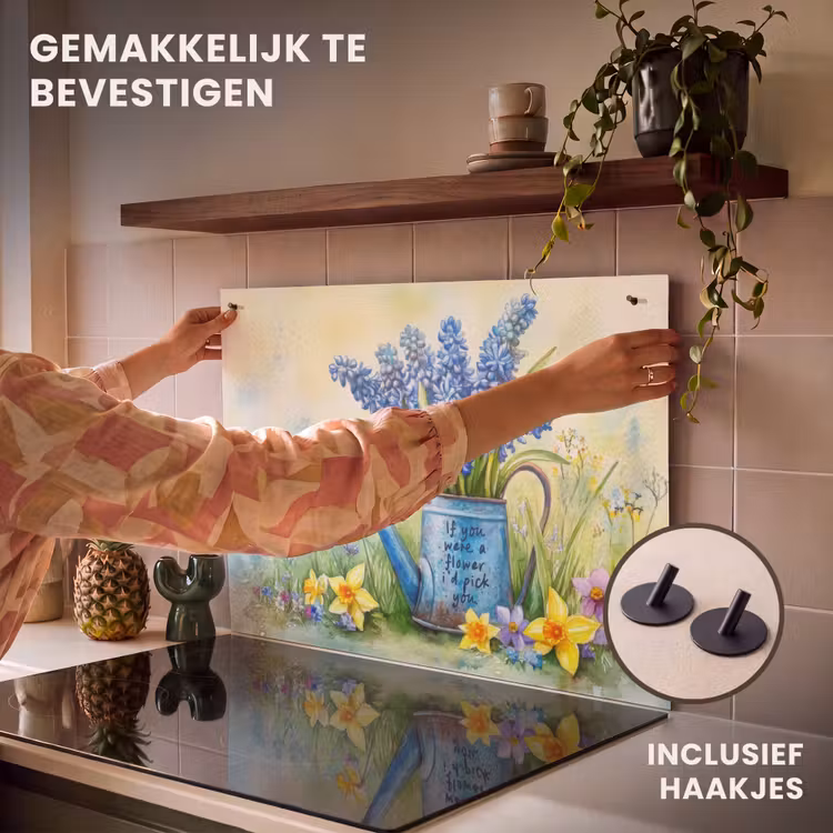 Inductie beschermer en spatscherm (2in1) - Lavendelbloemen - Quote - Gieter — 7