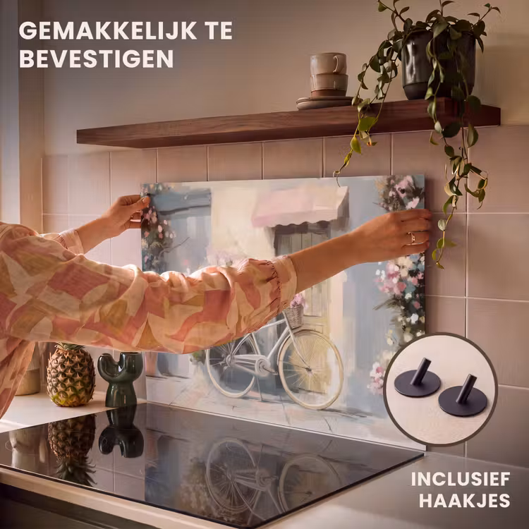 Inductie beschermer en spatscherm (2in1) - Fiets - Pastelkleuren - Bloemen — 7