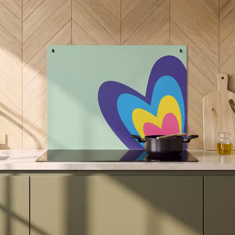 Inductie beschermer en spatscherm (2in1) - Hartjes - Kleurrijk - Valentijn — 2