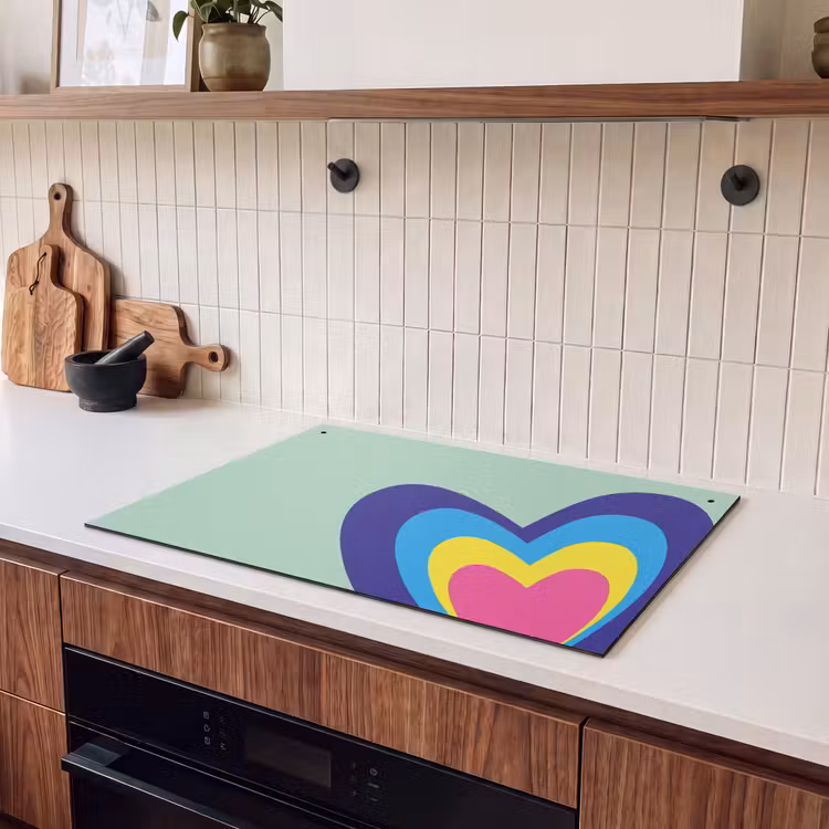 Inductie beschermer en spatscherm (2in1) - Hartjes - Kleurrijk - Valentijn — 3