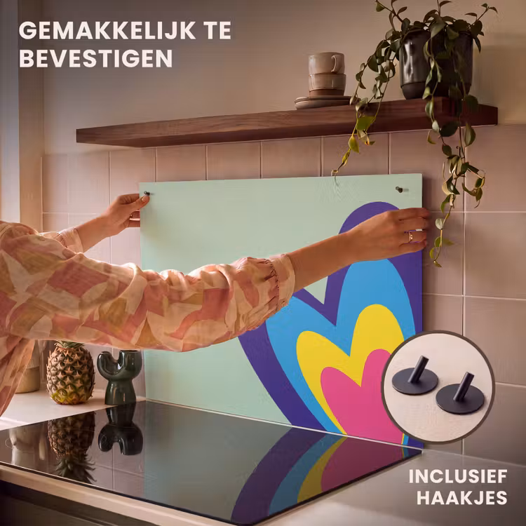Inductie beschermer en spatscherm (2in1) - Hartjes - Kleurrijk - Valentijn — 7