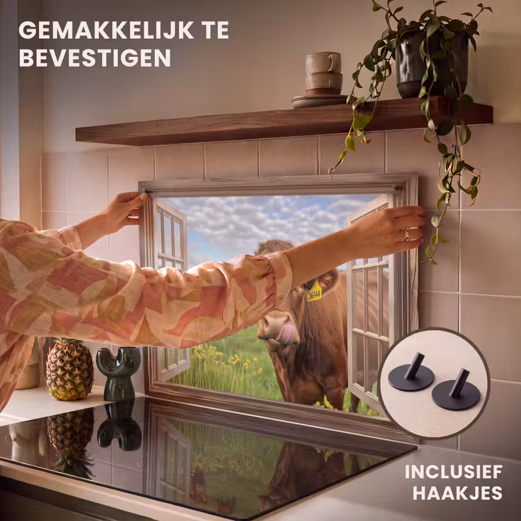 Inductie beschermer en spatscherm (2in1) - Doorkijk - Koe - Weiland - Landschap - Dieren — 7