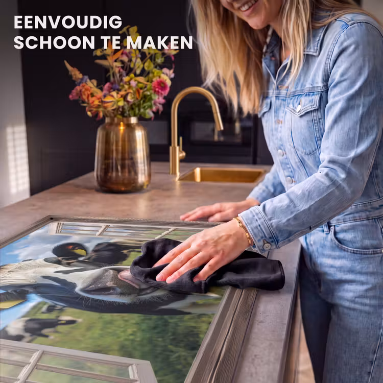 Inductie beschermer en spatscherm (2in1) - Doorkijk - Koe - Weiland - Dieren - Natuur — 5