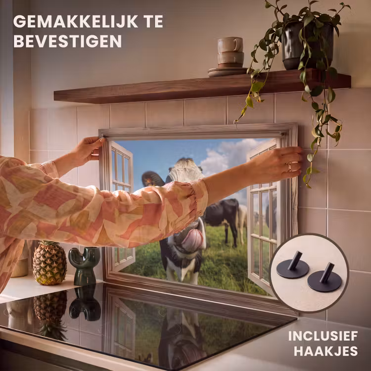 Inductie beschermer en spatscherm (2in1) - Doorkijk - Koe - Weiland - Dieren - Natuur — 7