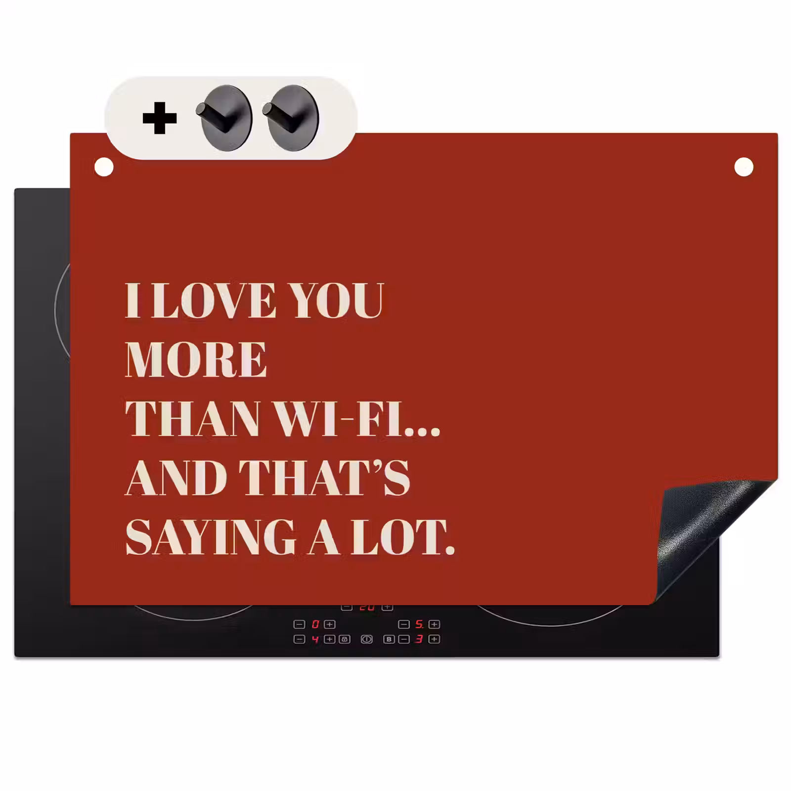 Inductie beschermer en spatscherm (2in1) - Rood - Quote - Liefde — 1