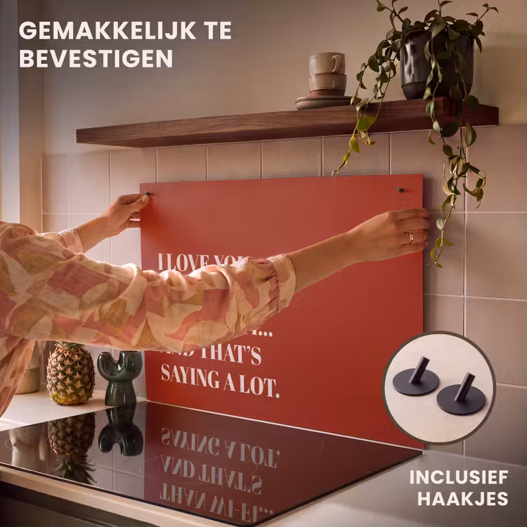 Inductie beschermer en spatscherm (2in1) - Rood - Quote - Liefde — 7