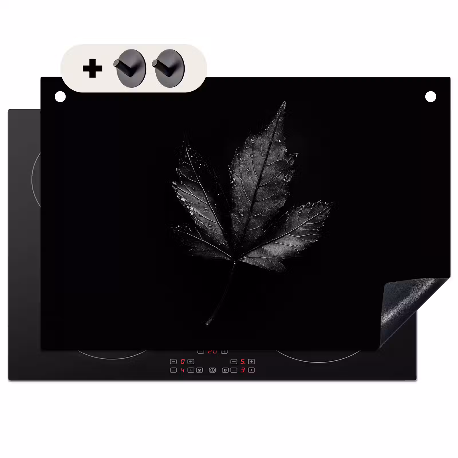 Inductie beschermer en spatscherm (2in1) - Zwart - Blad — 1