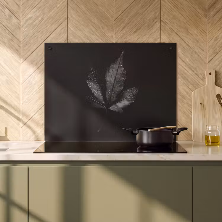 Inductie beschermer en spatscherm (2in1) - Zwart - Blad — 2