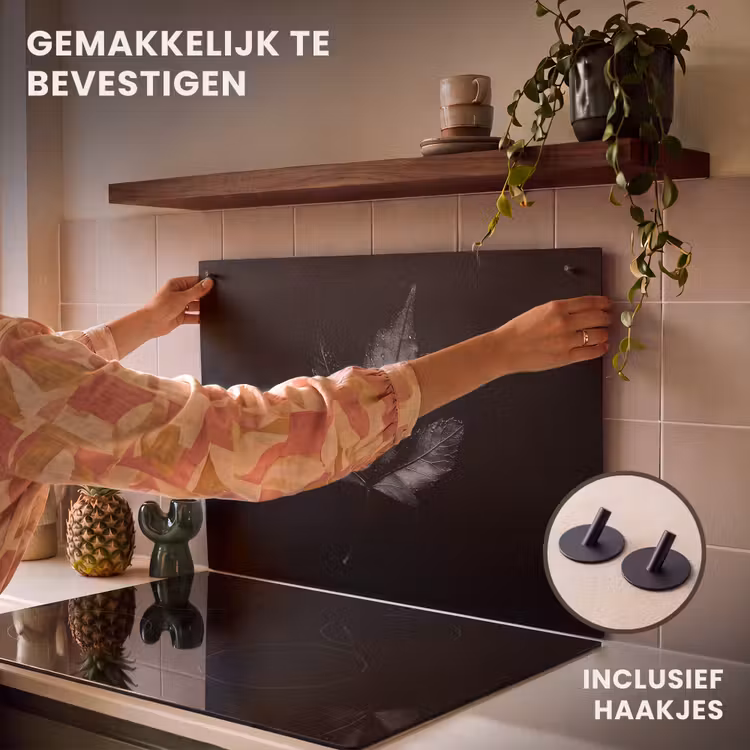 Inductie beschermer en spatscherm (2in1) - Zwart - Blad — 7