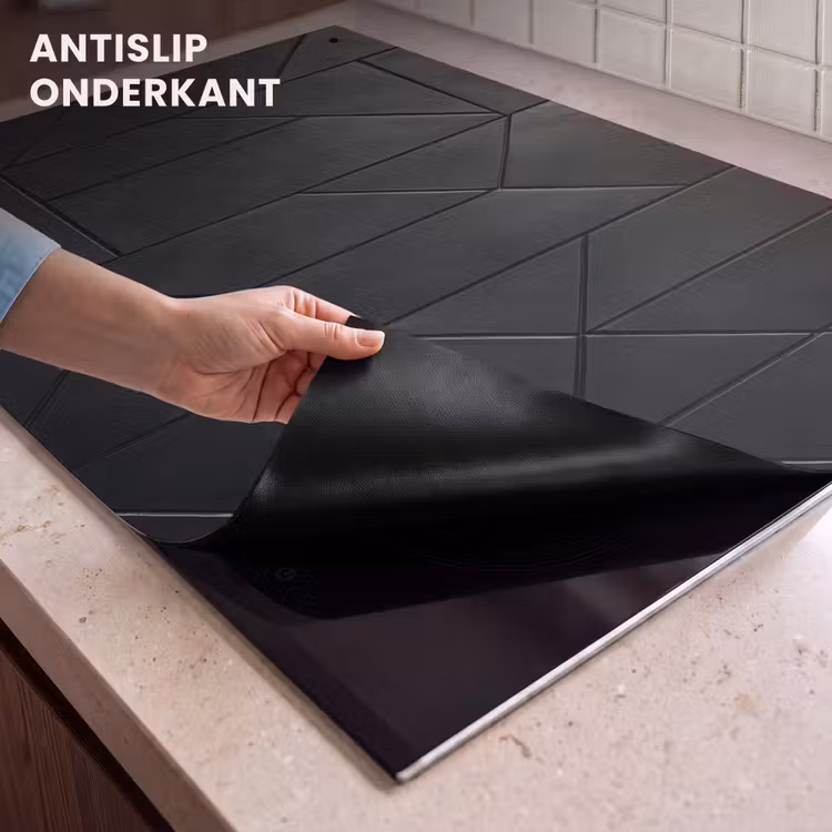 Inductie beschermer en spatscherm (2in1) - Zwart - Geometrisch - Tegeltjes — 4
