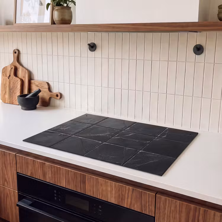 Inductie beschermer en spatscherm (2in1) - Zwart - Tegels - Steen — 3