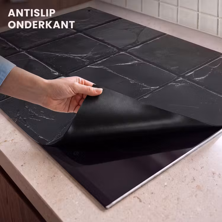 Inductie beschermer en spatscherm (2in1) - Zwart - Tegels - Steen — 4