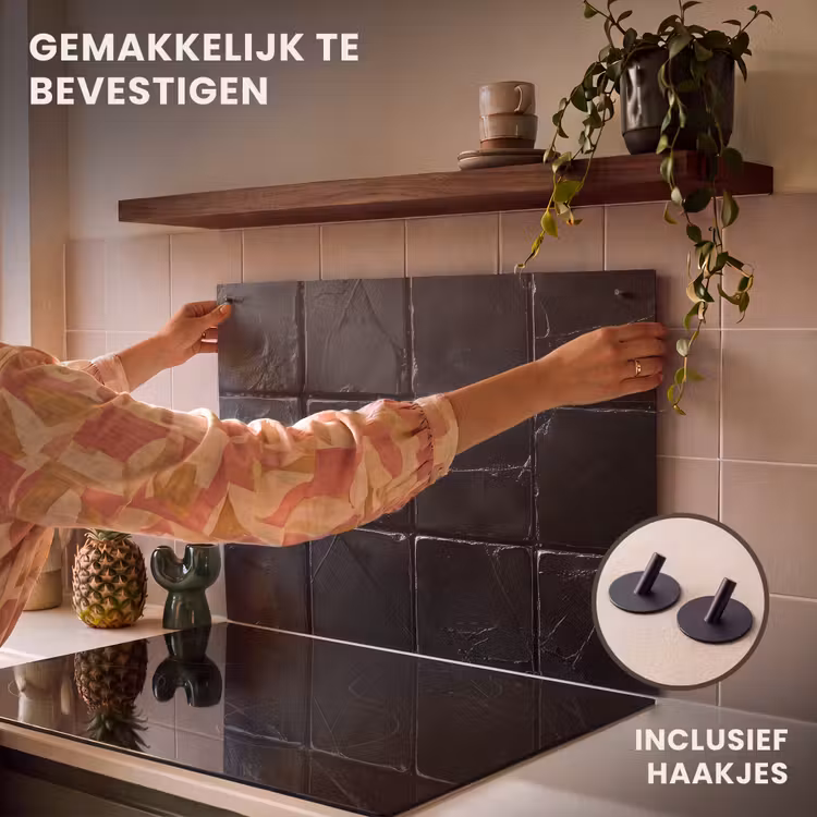 Inductie beschermer en spatscherm (2in1) - Zwart - Tegels - Steen — 7
