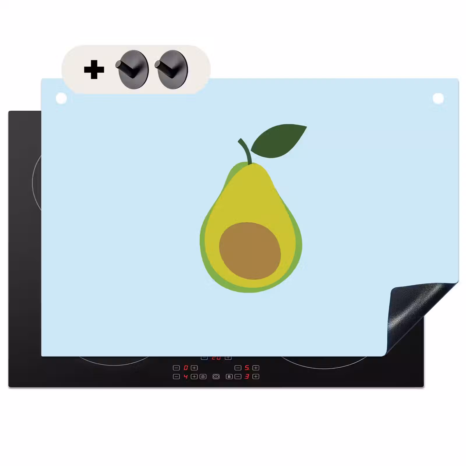 Inductie beschermer en spatscherm (2in1) - Avocado - Illustratie - Groene - Vrucht — 1