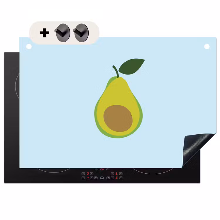 Inductie beschermer en spatscherm (2in1) - Avocado - Illustratie - Groene - Vrucht — 1