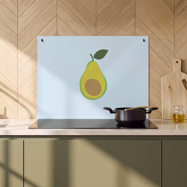 Inductie beschermer en spatscherm (2in1) - Avocado - Illustratie - Groene - Vrucht — 2
