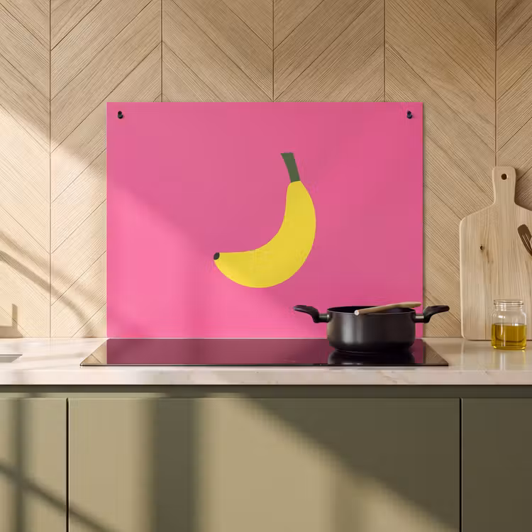 Inductie beschermer en spatscherm (2in1) - Banaan - Geel - Fruit — 2